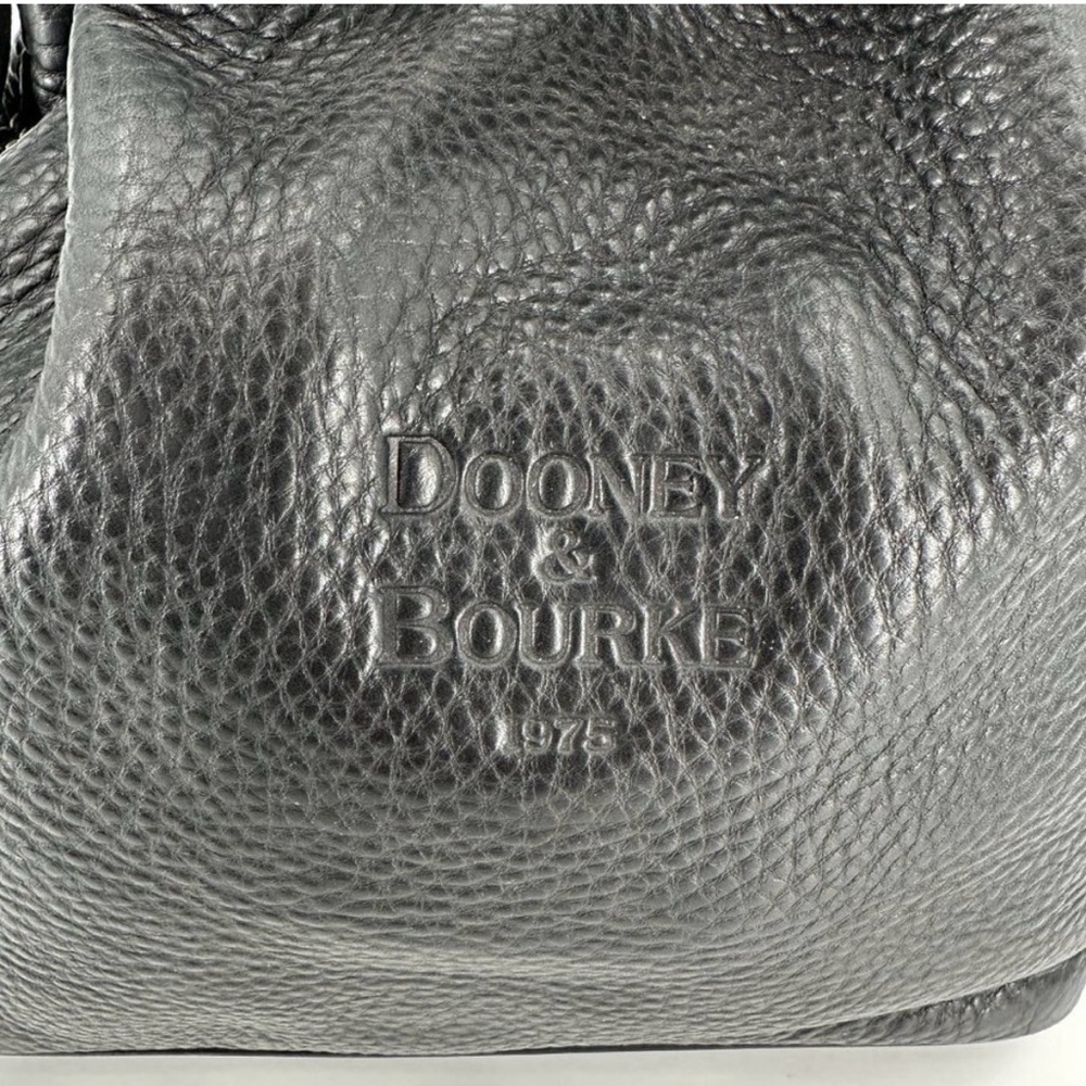 Dooney & Bourke AWL Vintage Black Pebble Leather Drawstring Bucket Bag Purse - Picture 2 of 10